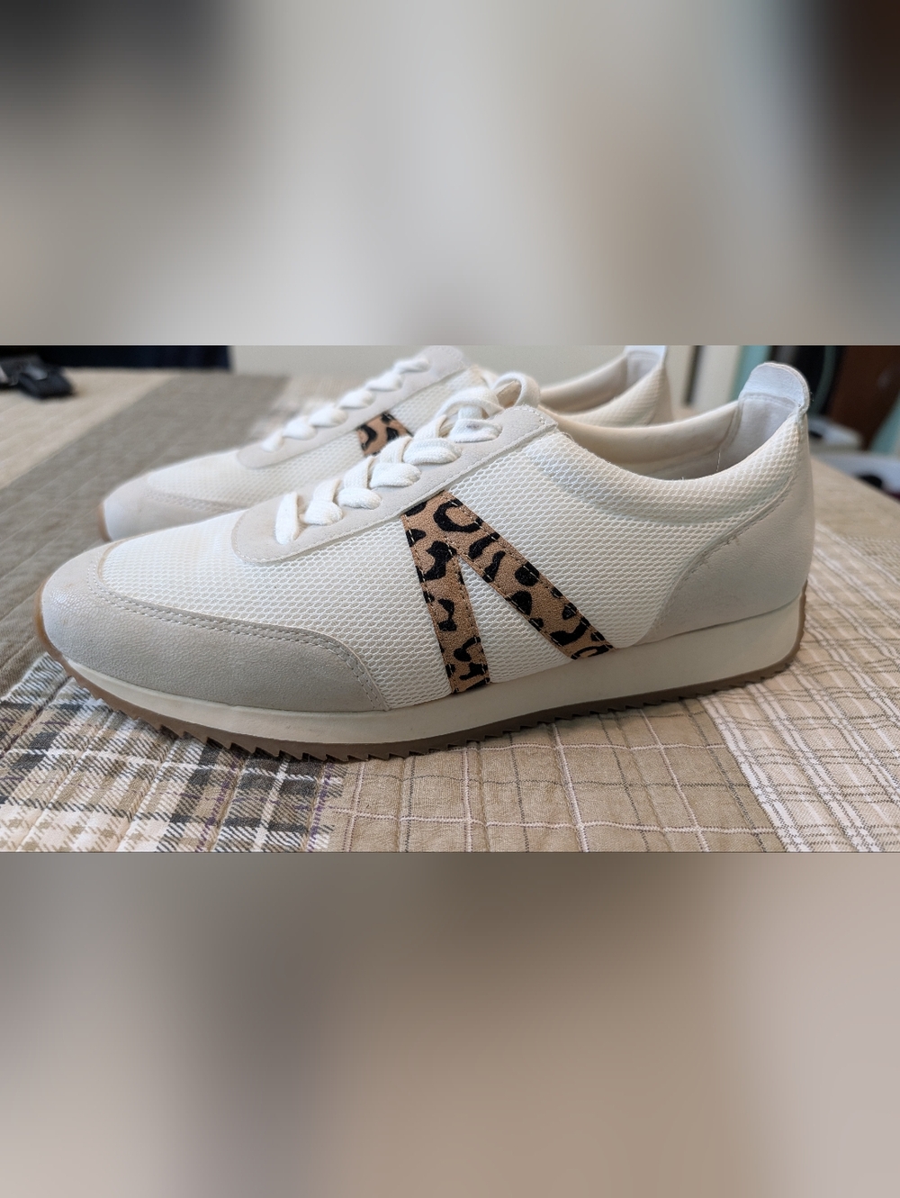 MIA White Mesh Sneaker with Leopard Stripe 8.5 New Shoes